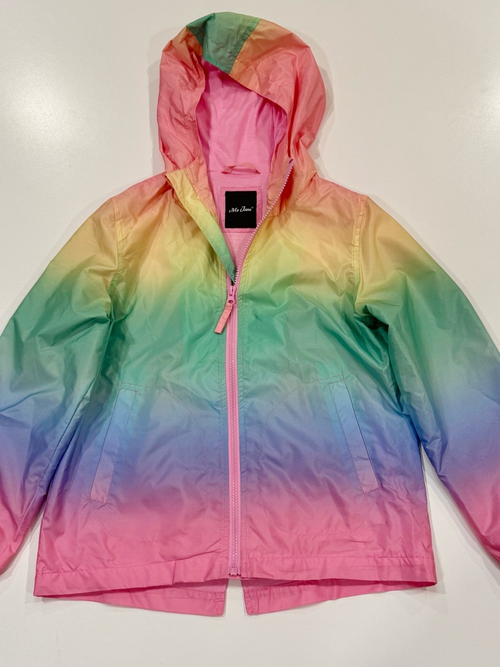 Me Jane Girls Rainbow Ombre Hooded Raincoat Jacket - Picture 2 of 8